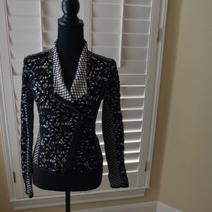 Moth Jacquard Moto Cardigan